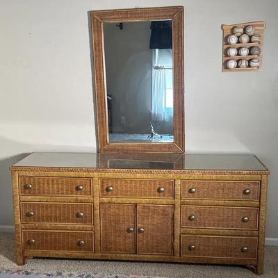 Rattan Dresser With Mirror