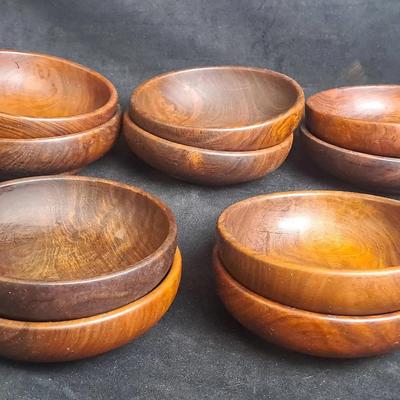 Wood Mid-Late Century Individual Bowls 