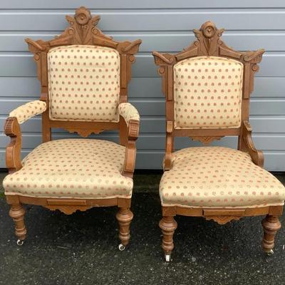 Victorian Eastlake Style Parlor Chairs