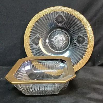 Gold Rimmed Glass Dishes 