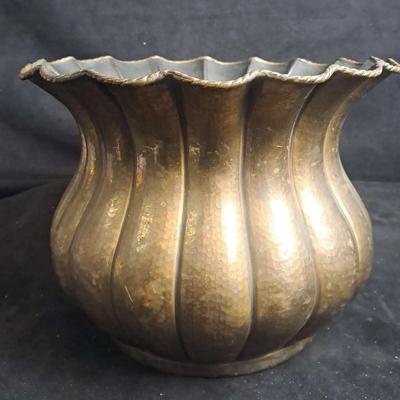 Hammered Brass Jardiniere