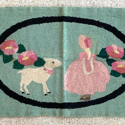 Sale Photo Thumbnail #31: Little Bo - Peep hooked rug, 23 x 35” 
