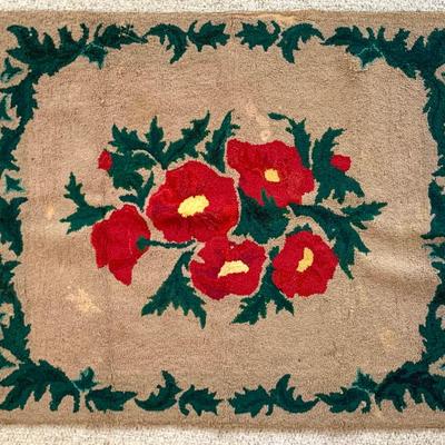 Sale Photo Thumbnail #34: Hooked rug, 36 x 43”