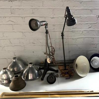 Vintage Desk Lamps and Aluminum Shades 