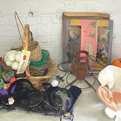 Vintage Christmas Tree stand With Holiday Lights And Decor