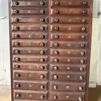 Antique Wooden Apothecary Cabinet, 28 Drawers