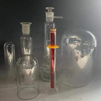 Pyrex Scientific Glassware (4) with Two Glass Cloches