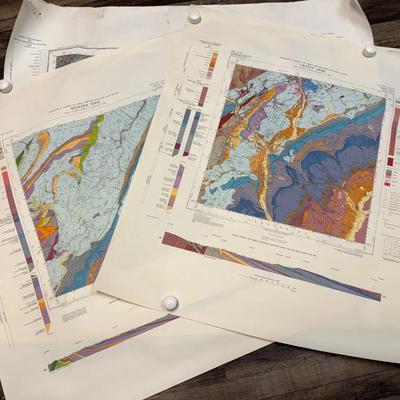 3 Colorful Maps From The 1960s Ordnance Of Great Britain, Geological Survey
