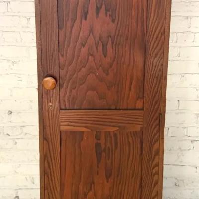 Wooden Rolling Cabinet With Shelving 