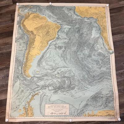 Physiographic Diagram/Map Of South Atlantic Ocean (1962), Columbia University