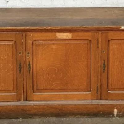 Antique Oak Storage Locker Or Horizontal File Cabinet/Cupboard 