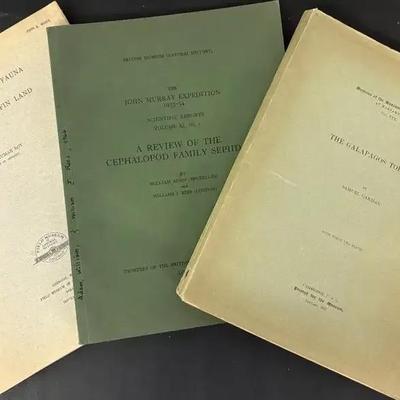 Antique Paleontology And Geology Books With Color Reptile Pages