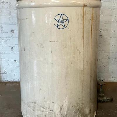 Rare 50-Gallon Star Pottery Double Stamped Stoneware Crock W/ Original Lid