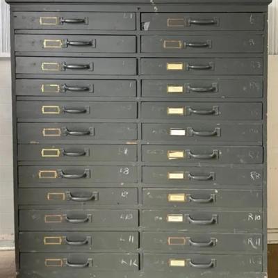 Green Painted Apothecary/Storage Cabinet, Large, With 24 Drawers