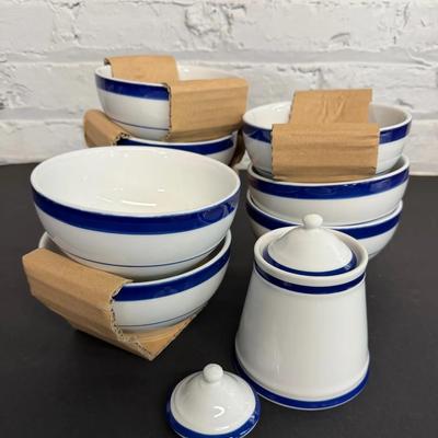 Williams Sonoma Brasserie Breakfast Bowls and Sugar Dish