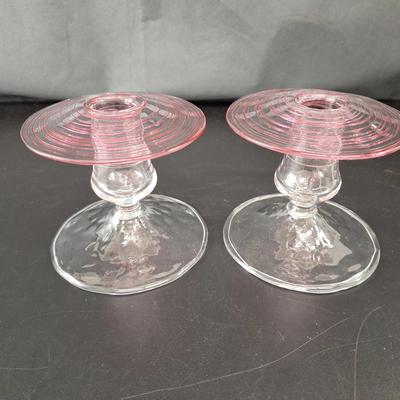 Vintage Carder Glass Association Candle Stick Holders Set