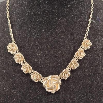 Sterling Silver Rose Necklace 33g