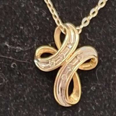 10K Cross Diamond 925 Chain Single Cut Necklace Verified 2g