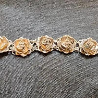Sterling Silver Rose Bracelet  28g