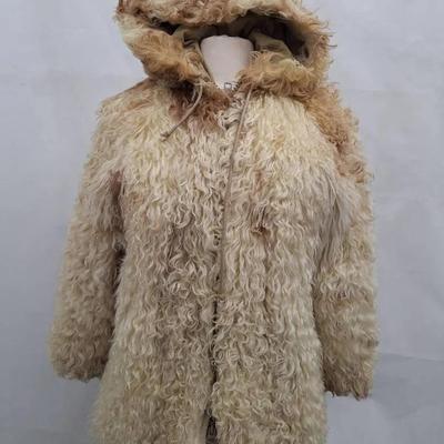 Multi Color Tan/Brown Fur Coat with Hood Size Small?