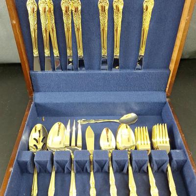 Gold Plated Silverware Set of 8 - With Case - Korea