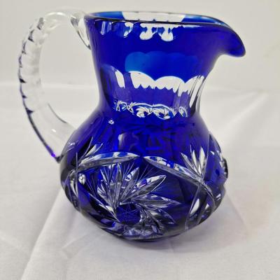 Heavy Cobalt Blue Lead Crystal Creamer