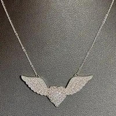 .925 Sterling Silver CZ 'Winged Heart' 16-20” Adjustable Necklace