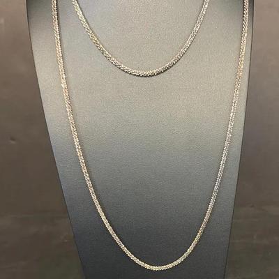 .925 Sterling Silver Large Diamond Cut 40” Necklace 