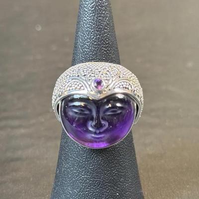 .925 Sterling Silver 'Purple Goddess' Amethyst Ring, Size 6 