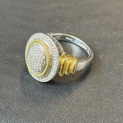 .925 Sterling Silver Vermeil 1/4 Ct Affinity Diamond Dome Ring, Size 6