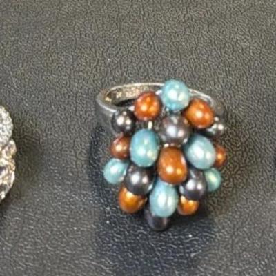 .925 Sterling Silver Honora Pearl Ring (1) + .925 Amethyst Band (2) Size 6 Rings 