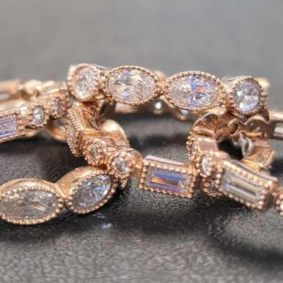 .925 Sterling Silver Vermeil CZ Stack Rings (6), Size 5 