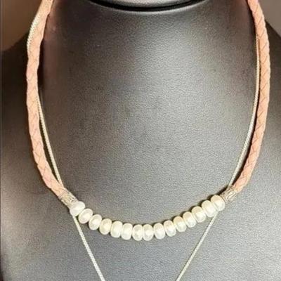 .925 Sterling Silver FW Pearl 16” Necklace (1) &  7” Bracelet (1) + .925 Cupid 18” Necklace (1)