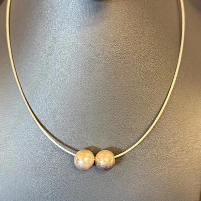 .925 Sterling Silver 16" Snake Chain Choker W/Beads