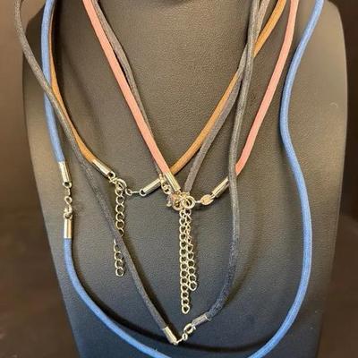 .925 Sterling Silver Clasp Suede Necklaces (5)