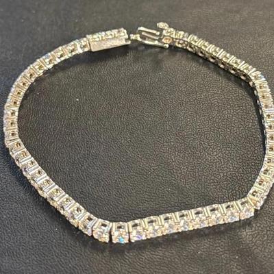 .925 Sterling Silver CZ 7” Tennis Bracelet