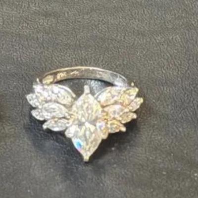 .925 Sterling Silver Garnet, Size 6 (1) & .925 CZ, Size 6 & 4 (2) Rings 