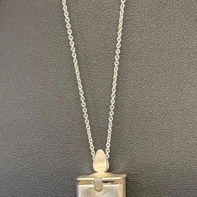 .999 Fine Silver 'Spirituality Pendant Box' Charm On .999 30” Link Necklace By Ultra