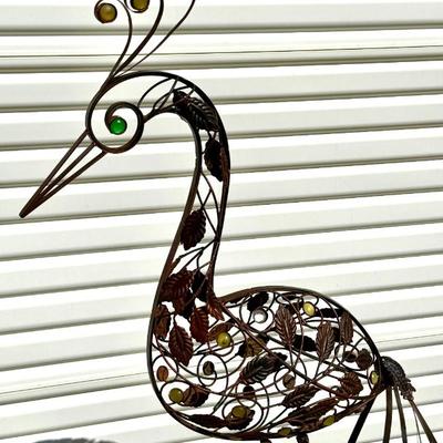 5 Foot Tall Bronze Metal Bird Garden Statue 