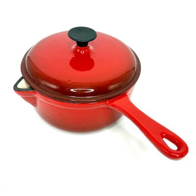 Red World Market Enamel Cast Iron Lidded Sauce Pot 