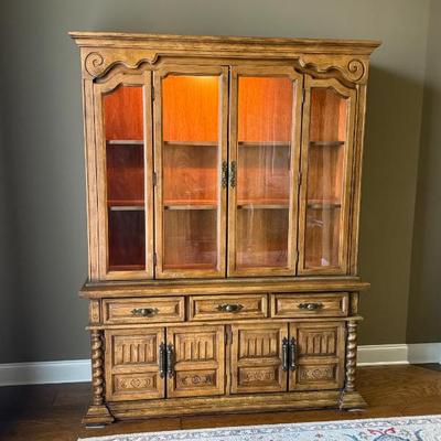 Solid Wood Lighted China Cabinet - Matches Dining Table 