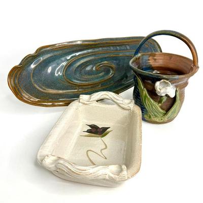 Hand Thrown Glazed Pottery Lot 