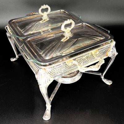 Silver Plated Double Chafing Dish Warmer by Sheridan 
