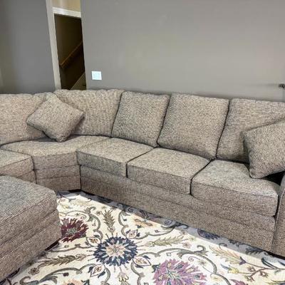 Kincaid Sectional Sofa with Ottoman and Throw Pillows - Made in the USA 