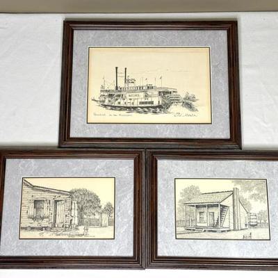 Set of Three Framed Prints - Two Bert Bertrand, One A. Dédilla 