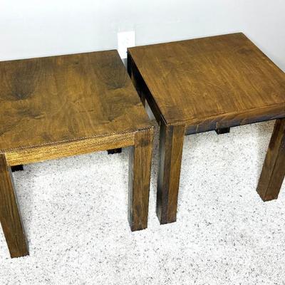 Pair of Square Solid Wood Night Stands