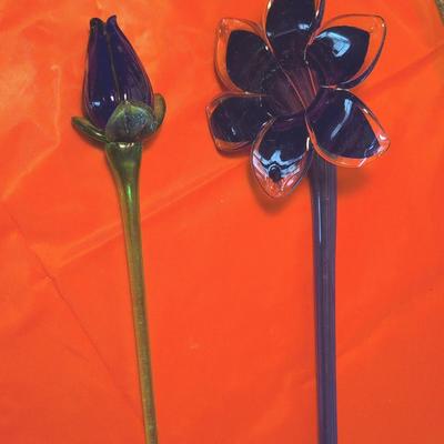 Cobalt Blown Glass Flowers