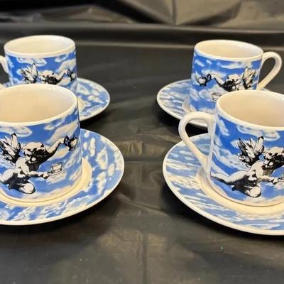 Riviera Van Beers Cherub Espresso Cups & Saucers