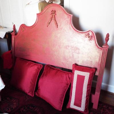 Sale Photo Thumbnail #152: GOLDEN DRY BRUSHED ANTIQUE PINK BED