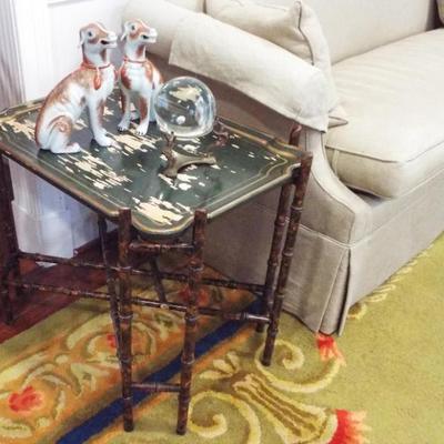 Sale Photo Thumbnail #41: BAMBOO STYLE TABLE W/ MOTTAHEDEH DOG FIGURES